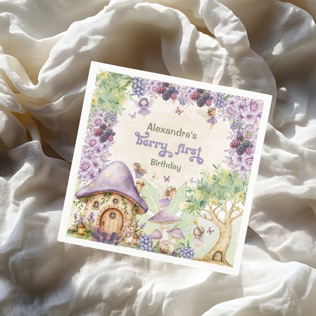 Servilleta De Papel Primer cumpleaños de Purple Berry First Fairy (Subido por el creador)