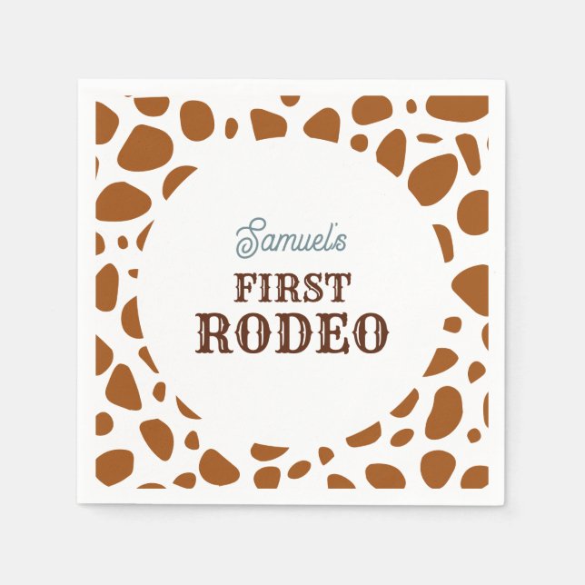 Servilleta De Papel Primer cumpleaños de Rodeo Wild West Brown (Anverso)