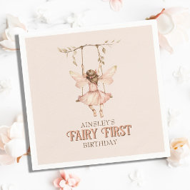 Servilleta De Papel Primer cumpleaños de Rubor Pink Fairy personalizad
