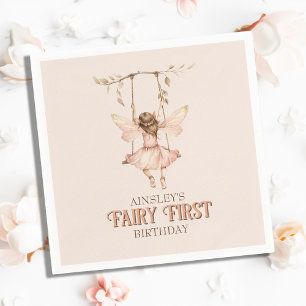 Servilleta De Papel Primer cumpleaños de Rubor Pink Fairy personalizad
