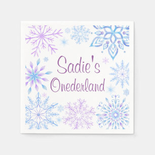 Servilleta De Papel Primer cumpleaños de Snowflake Winter One-Derland