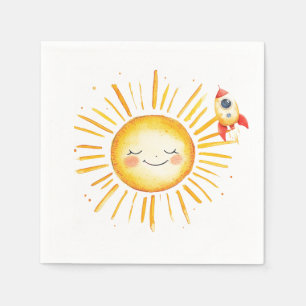 Servilleta De Papel Primer cumpleaños de Sun y Rocketship