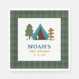 Servilleta De Papel Primer cumpleaños de un chico de camper feliz