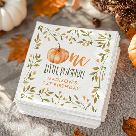 Servilleta De Papel Primer cumpleaños de un pequeño bebé de calabaza