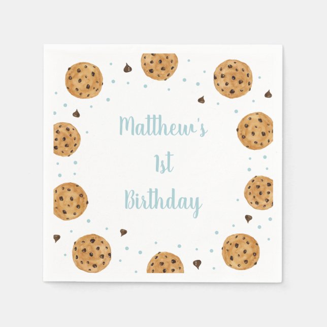 Servilleta De Papel Primer cumpleaños de una dulce cookie (Anverso)
