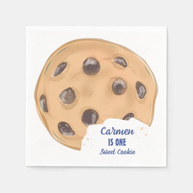 Servilleta De Papel Primer cumpleaños de una dulce cookie (Anverso)
