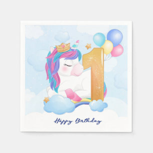 Servilleta De Papel Primer cumpleaños de Unicornio