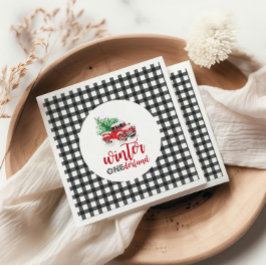 Servilleta De Papel Primer cumpleaños de Winter Onederland Red Truck