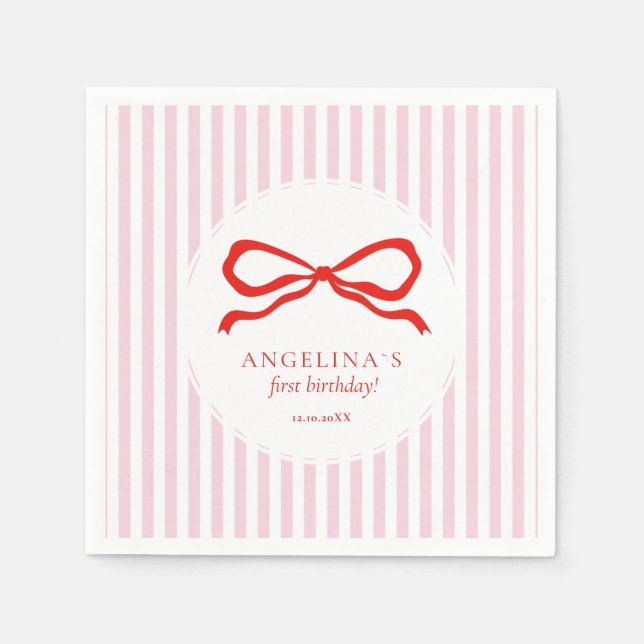 Servilleta De Papel Primer cumpleaños del bebé con servilletas de fies (Anverso)
