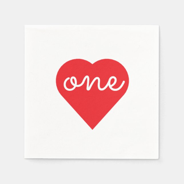 Servilleta De Papel Primer cumpleaños del corazón (Anverso)