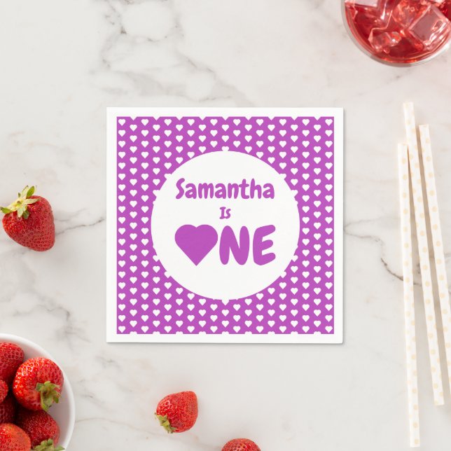 Servilleta De Papel Primer cumpleaños del corazón (In situ)