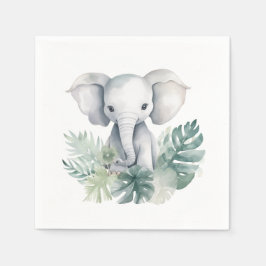 Servilleta De Papel Primer cumpleaños del Neutral Cute Elephant