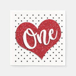 Servilleta De Papel Primer cumpleaños del Purpurina Valentine Chica