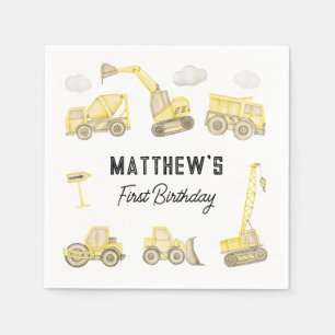 Servilleta De Papel Primer cumpleaños del vehículo de construcción de
