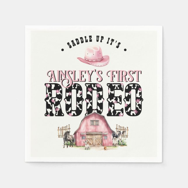 Servilleta De Papel Primer cumpleaños personalizado del primer rodeo r (Anverso)