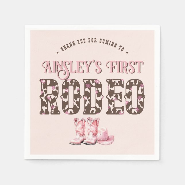 Servilleta De Papel Primer cumpleaños personalizado del primer rodeo r (Anverso)