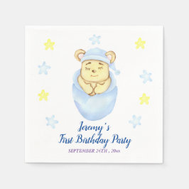 Servilleta De Papel Primer cumpleaños personalizado Teddy Bear Boy