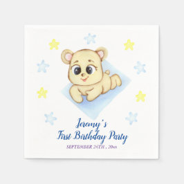 Servilleta De Papel Primer cumpleaños personalizado Teddy Bear Boy