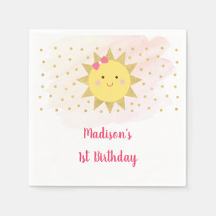 Servilleta De Papel Primer cumpleaños Sunshine Pink & Gold