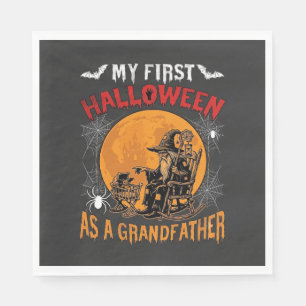 Servilleta De Papel Primer Halloween como abuelo brujo murciélago luna