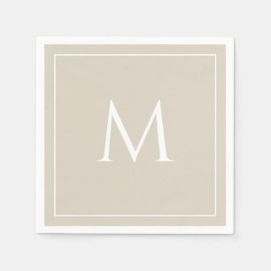 Servilleta De Papel Primer monograma beige elegante