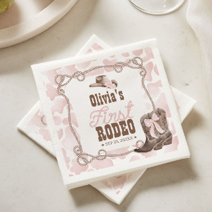 Servilleta De Papel Primer Rodeo 1er Cumpleaños Rosa Polvoriento