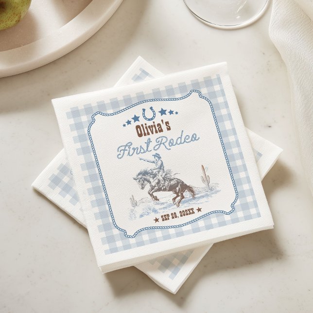 Servilleta De Papel Primer Rodeo Cumpleaños 1º Azul Occidental (Subido por el creador)