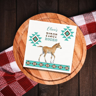 Servilleta De Papel Primer rodeo de caballos de campo turquesa del sur