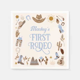 Servilleta De Papel Primer Rodeo Occidental Wild West Cowboy Blue Birt