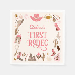 Servilleta De Papel Primer Rodeo Occidental Wildwest Cowgirl Pink Bird