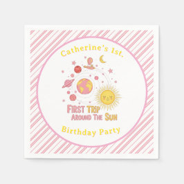 Servilleta De Papel Primer Viaje Alrededor Del Chica Sol. Fiesta de cu
