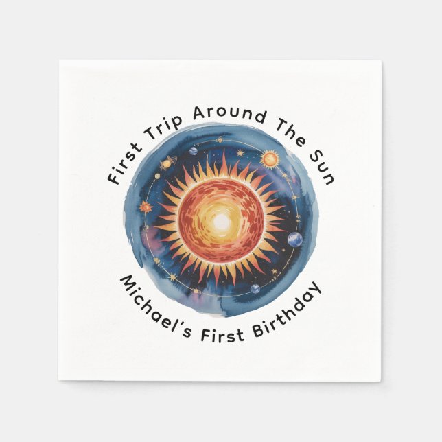 Servilleta De Papel Primer viaje alrededor del Fiesta del primer cumpl (Anverso)