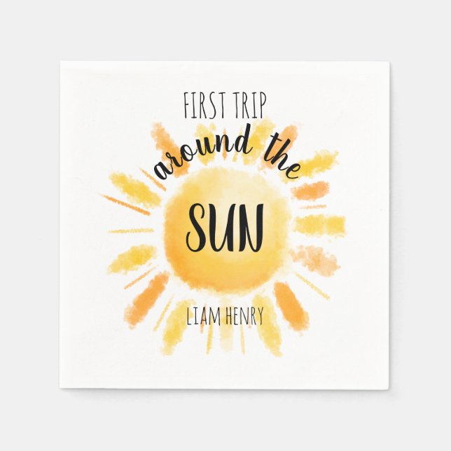 Servilleta De Papel Primer viaje alrededor del Fiesta del primer cumpl (Anverso)