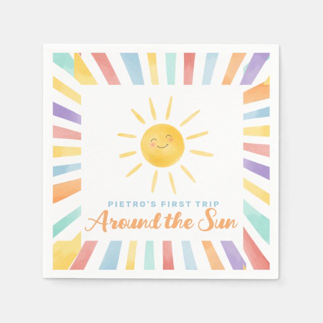 Servilleta De Papel Primer viaje alrededor del primer cumpleaños del s (Anverso)