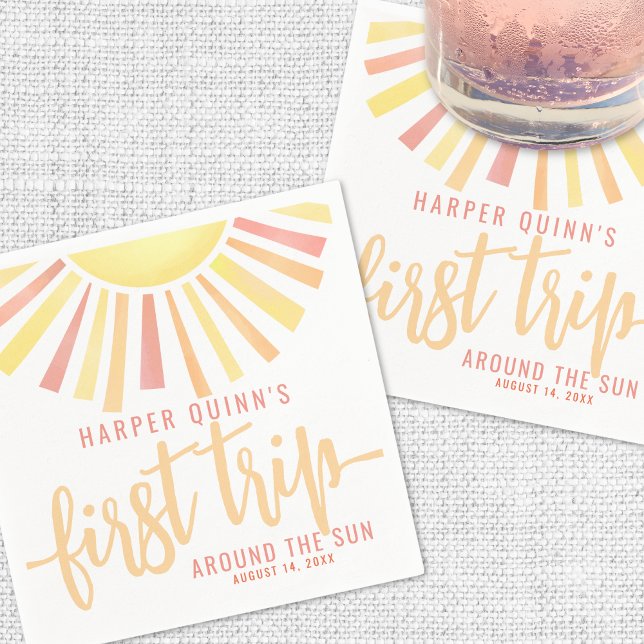 Servilleta De Papel Primer viaje alrededor del primer cumpleaños del s (First Trip Around The Sun 1st Birthday Napkins)