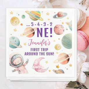 Servilleta De Papel Primer viaje alrededor del sol niña espacio 1er cu