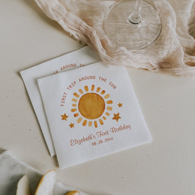 Servilleta De Papel Primer Viaje Alrededor Del Sol - Sol Primer Cumple (Subido por el creador)