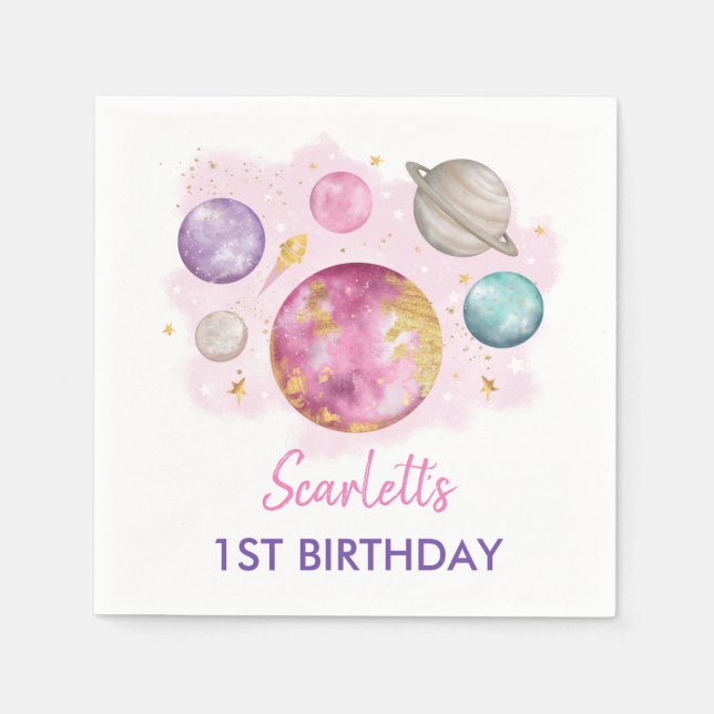 Servilleta De Papel Primer viaje de Girly por la fiesta del cumpleaños (Anverso)