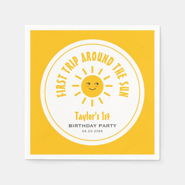 Servilleta De Papel Primer Viaje Sunshine alrededor del Sol Primer Cum (Anverso)