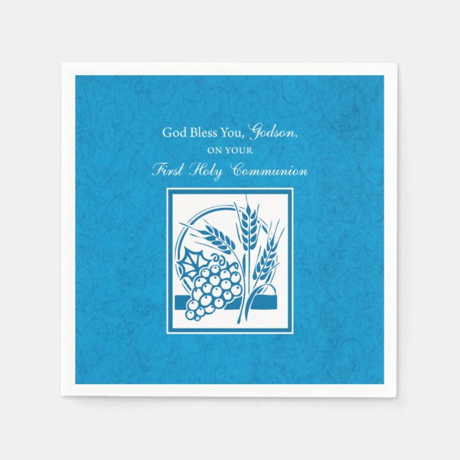 Servilleta De Papel Primera comunión de Godson, Trigo, Uvas Azules (Anverso)