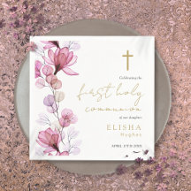 Primera Comunión Floral Rosa Elegante