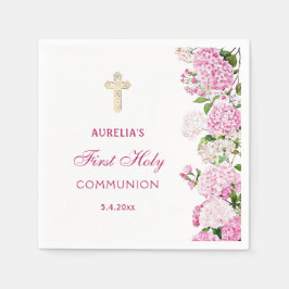 Servilleta De Papel Primera Comunión Hortensia Rosa