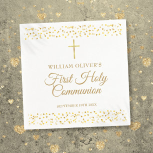 Servilleta De Papel Primera Comunión Moderna Corazones de Oro