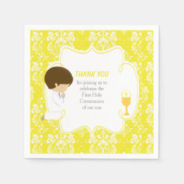 Servilleta De Papel Primera Comunión Niño Moreno Amarillo Damask