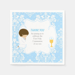 Servilleta De Papel Primera Comunión Niño Moreno Azul Damask