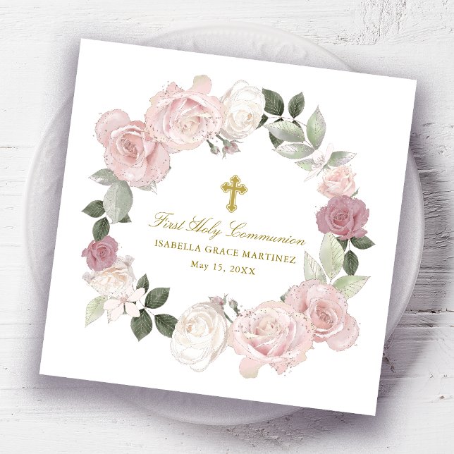 Servilleta De Papel Primera Comunión Santa Editable Personalizada (Subido por el creador)
