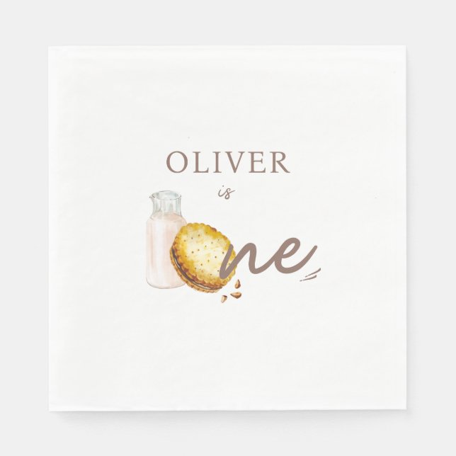 Servilleta De Papel Primera fiesta de cumpleaños de la leche y las coo (Anverso)