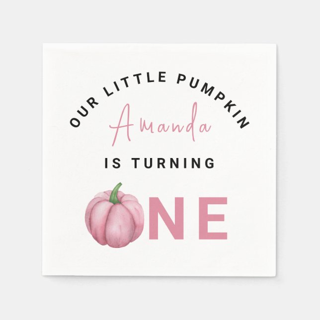 Servilleta De Papel Primera fiesta de cumpleaños de Little Pumpkin  (Anverso)
