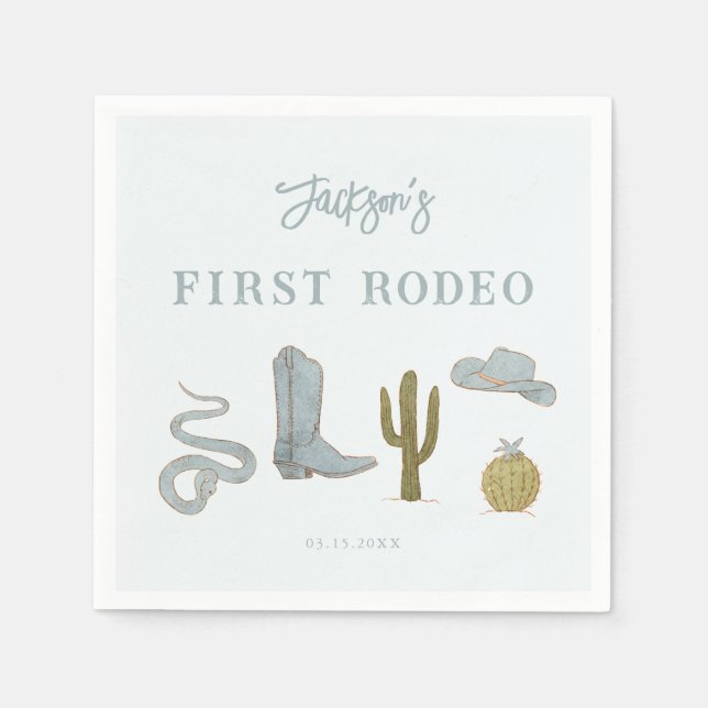 Servilleta De Papel Primera fiesta de cumpleaños de Rodeo Cowboy (Anverso)
