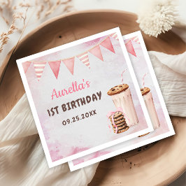 Servilleta De Papel Primera fiesta de cumpleaños del Chica de Leche y 